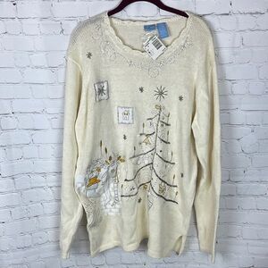 Holiday Editions Tunic Sweater Gold and White NWT Size Large